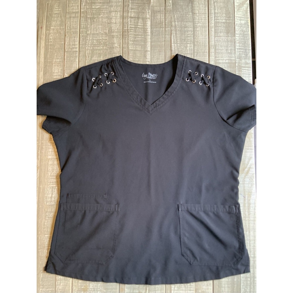 Easy Stretch Butter-Soft Large Black Solid Unisex Butter-Soft‎ Medical Scrub Top